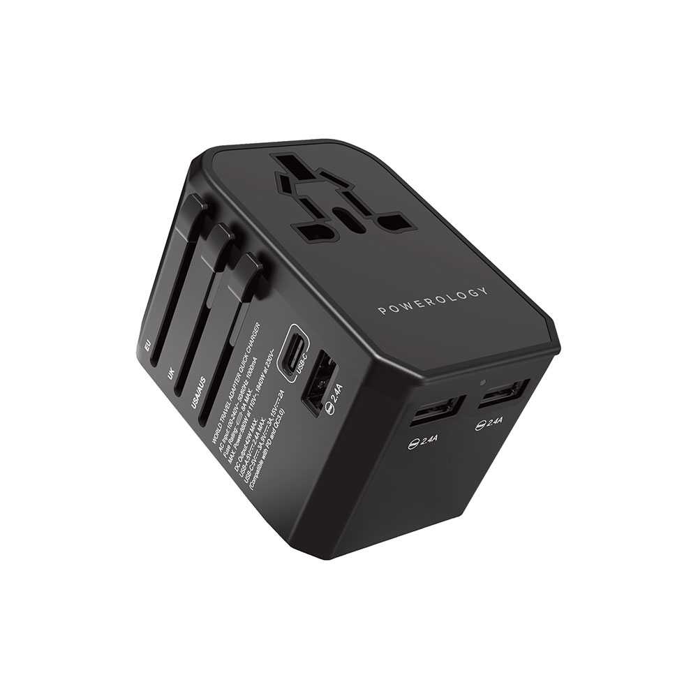 Powerology Universal Travel Adapter 2.4A + PD 45W