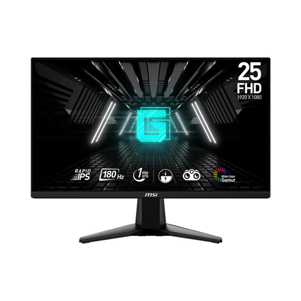MSI G255F - 25-inch 1920 x 1080 (FHD) Computer Monitor - 180Hz, Adaptive-Synch, HDMI, DisplayPort, VESA Mountable, Tilt Adjustable, Speaker, 1ms