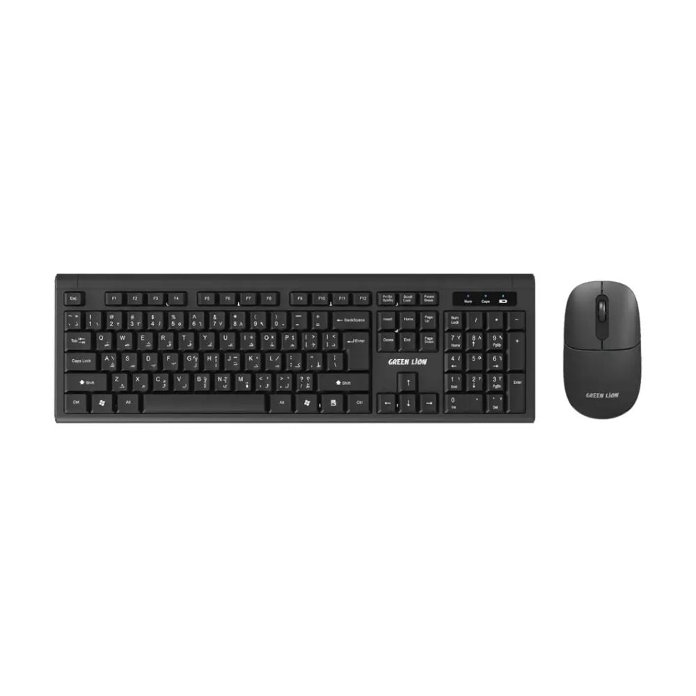 Green Lion GKM-200 Wireless Combo Keyboard and Mouse - Black