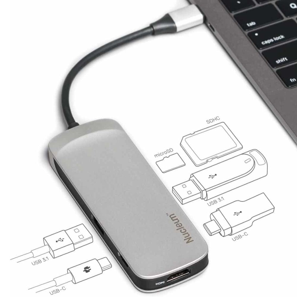 Kingston Nucleum USB C Hub, 7-in-1 Type-C Adapter Hub
