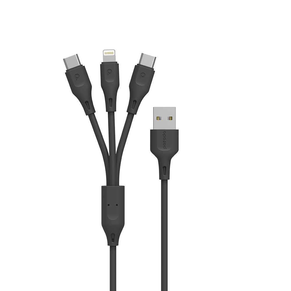 Porodo 3in1 USB Cable Lightning And Type-C - Durable Fast Charge And Data Cable