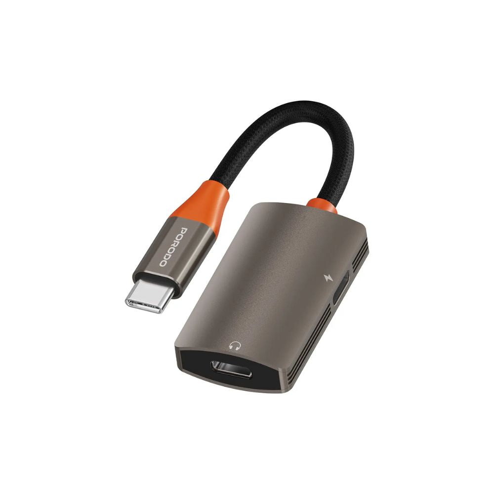 Porodo AudioLink Duo USB-C Interface Audio & Charge Splitter 60W