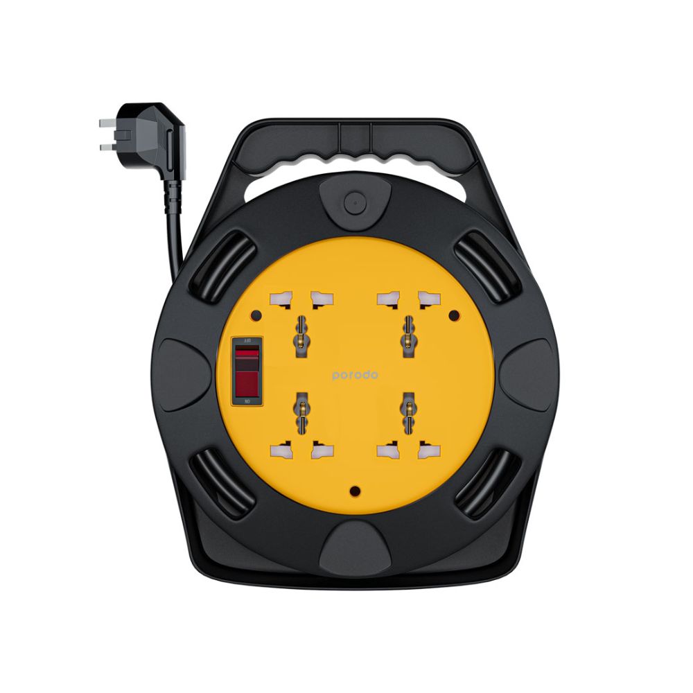 Porodo 4AC Extension Cable Reel with UK Plug (10m Wire)