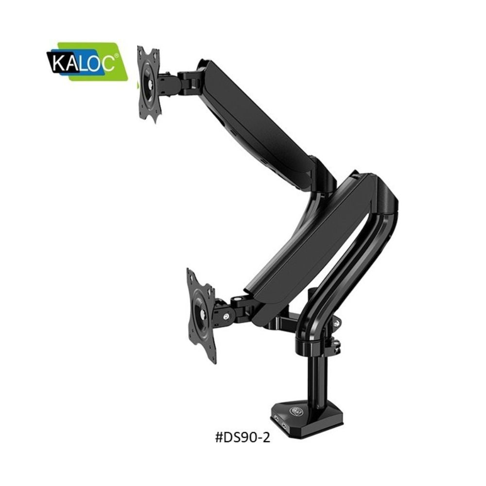 Kaloc DS90-2 Adjustable Dual Monitor Arm with Internal Gas Spring technology for Easy Adjustment, for Screens 17 to 32 Inches