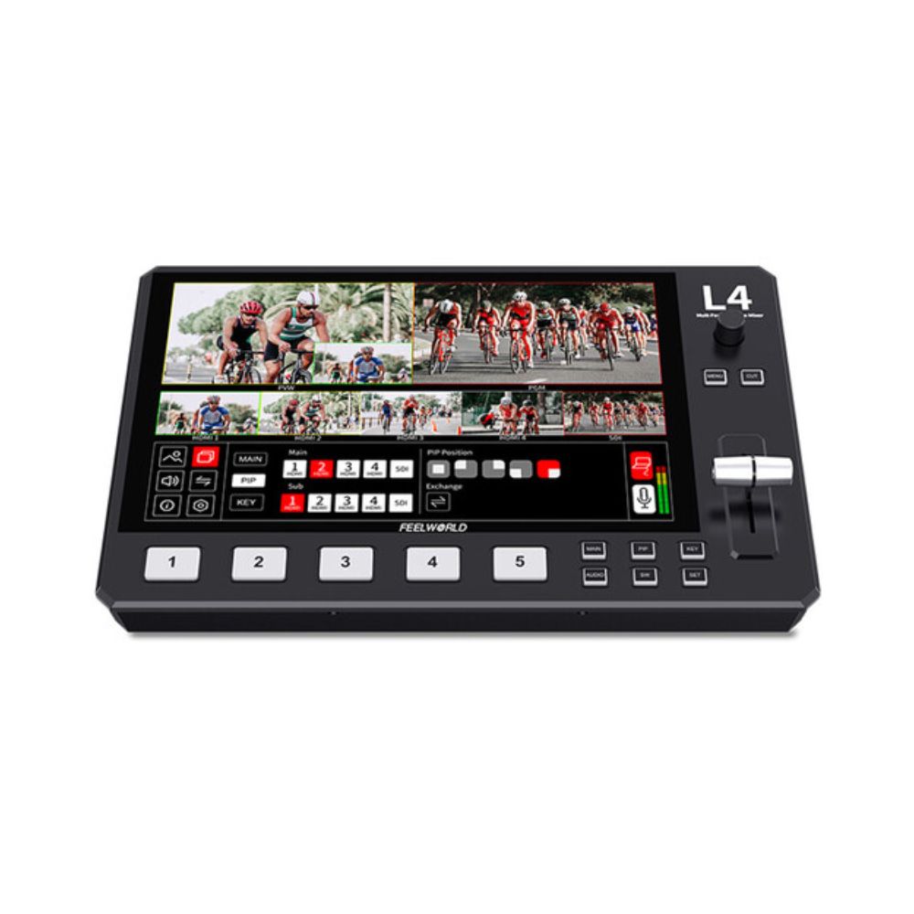 FeelWorld L4 HDMI Livestream Switcher with 10.1" LCD Monitor