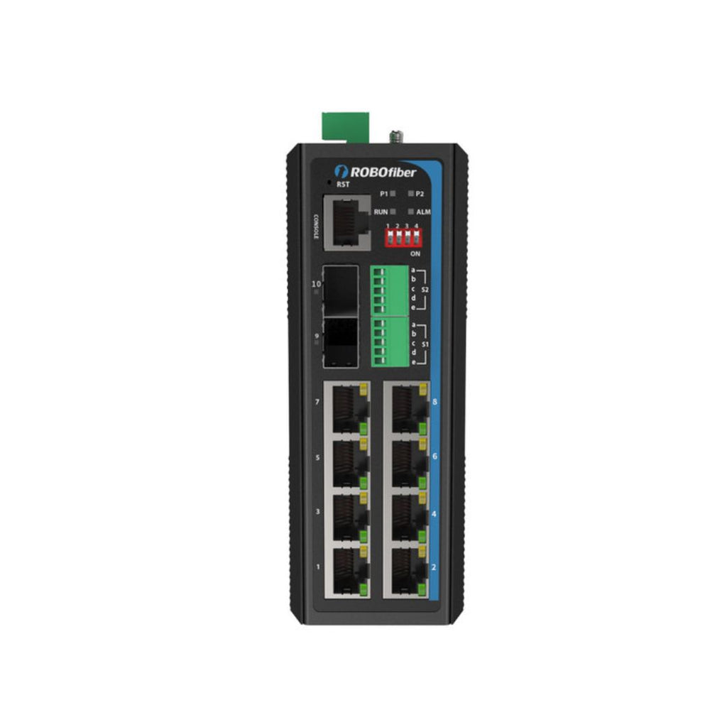 RoboFiber HGW-802SW Industrial Gigabit Fiber Switch 8x RJ45 +2x SFP ports