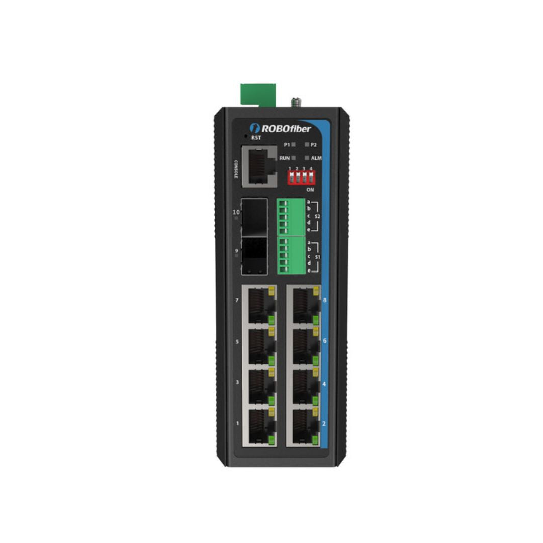 RoboFiber HGW-802SW Industrial Gigabit Fiber Switch 8x RJ45 +2x SFP ports