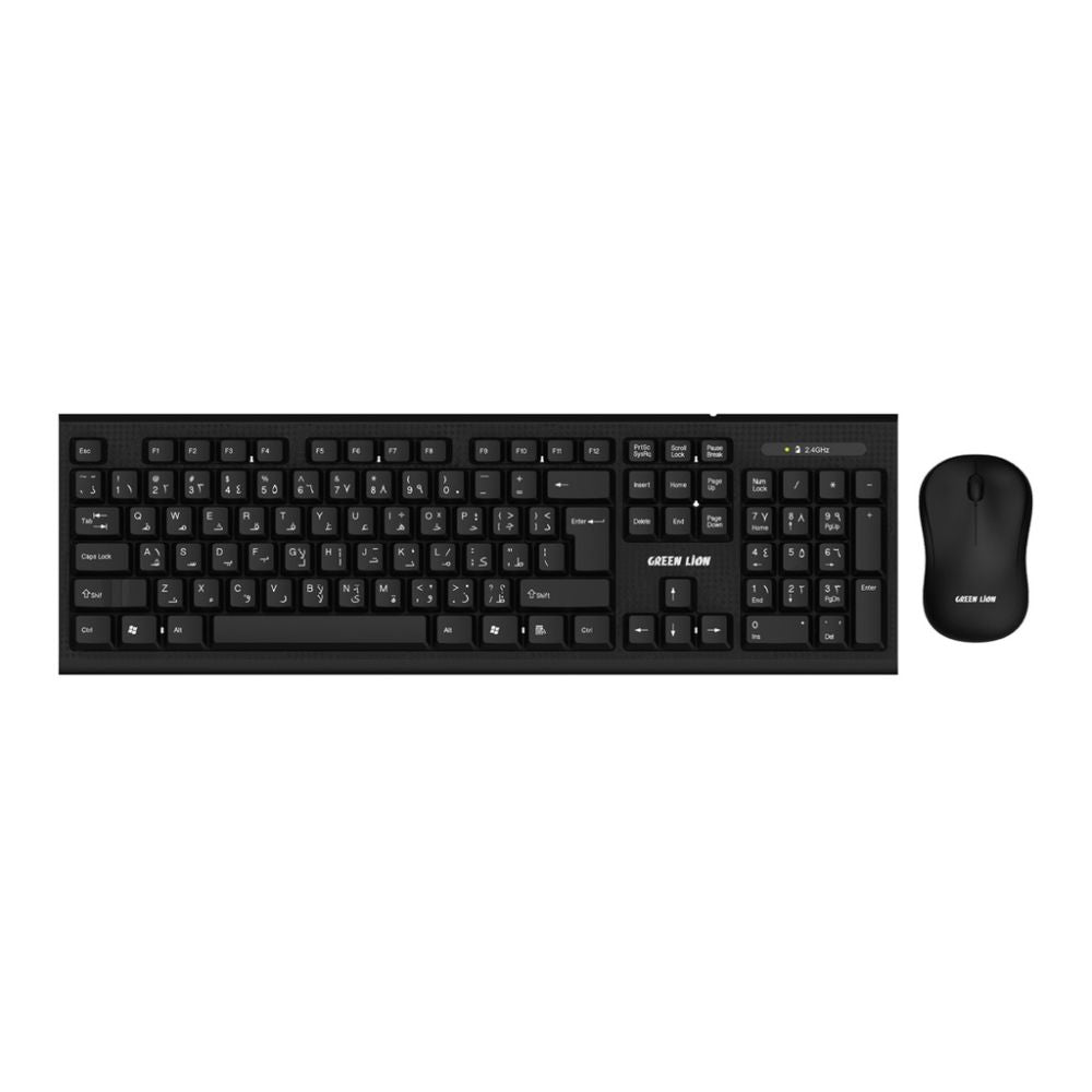 Green Lion GKM-200 Wireless Combo Keyboard and Mouse - Black