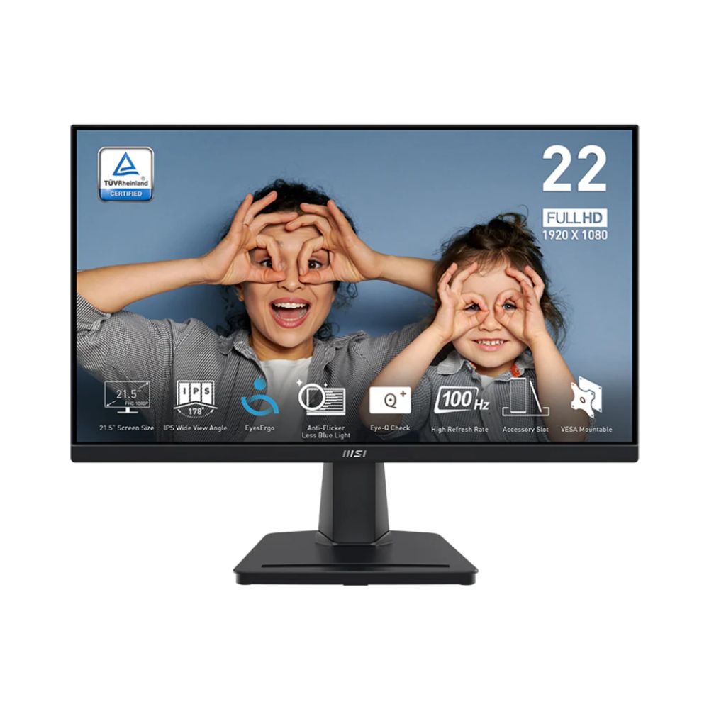MSI PRO MP225 - 21.5 Inch - FHD - 1920 x 1080 IPS Panel - 100 Hz - Eye-Friendly Screen - Tilt-Adjustable