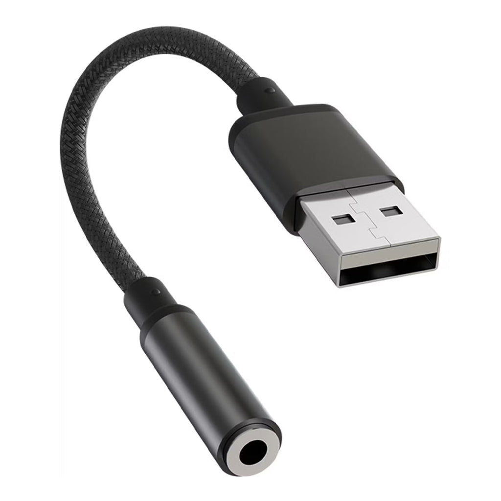 Porodo Audiolink Female 3.5mm Audio Jack to USB-A Adapter - PDCBL0041BK