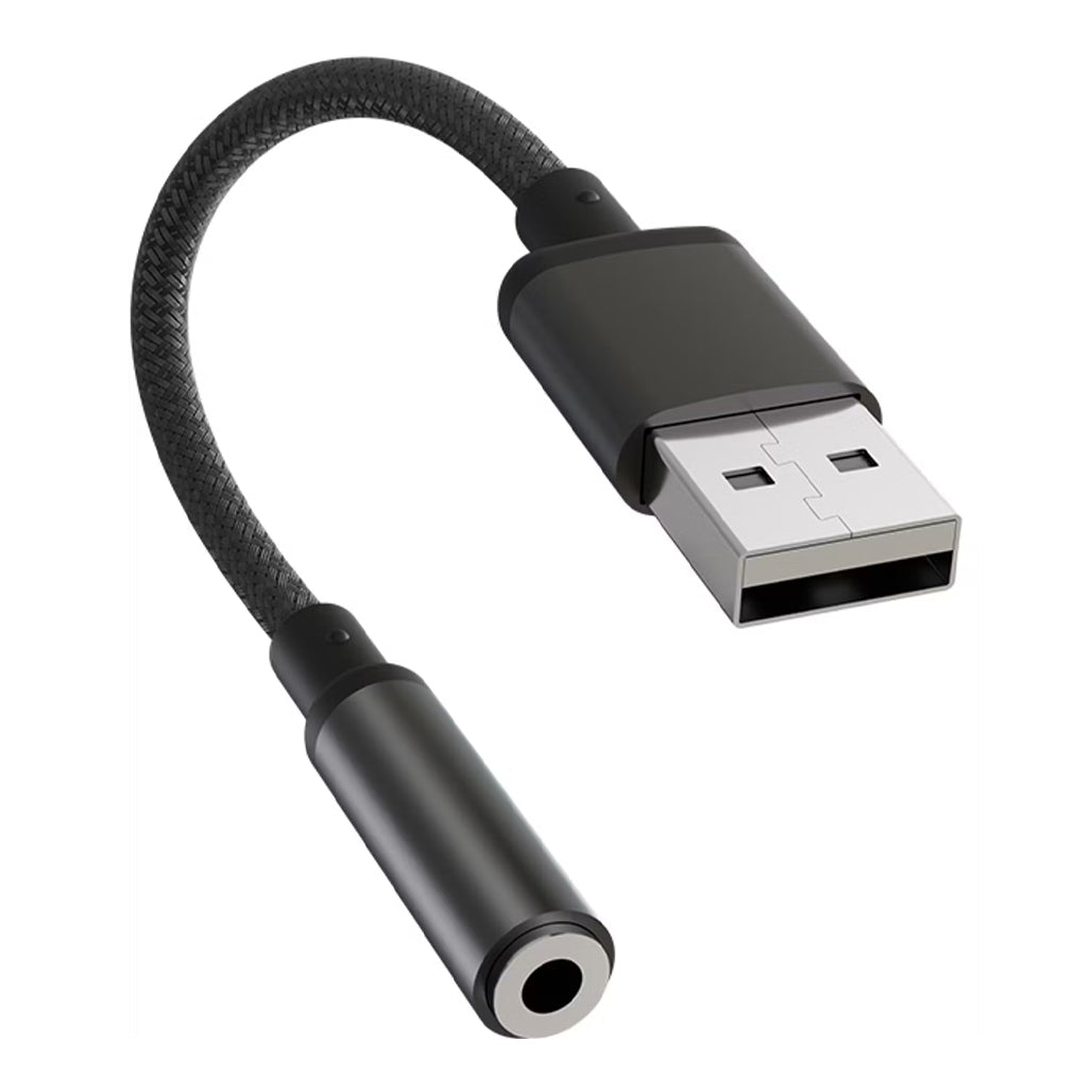 Porodo Audiolink Female 3.5mm Audio Jack to USB-A Adapter - PDCBL0041BK