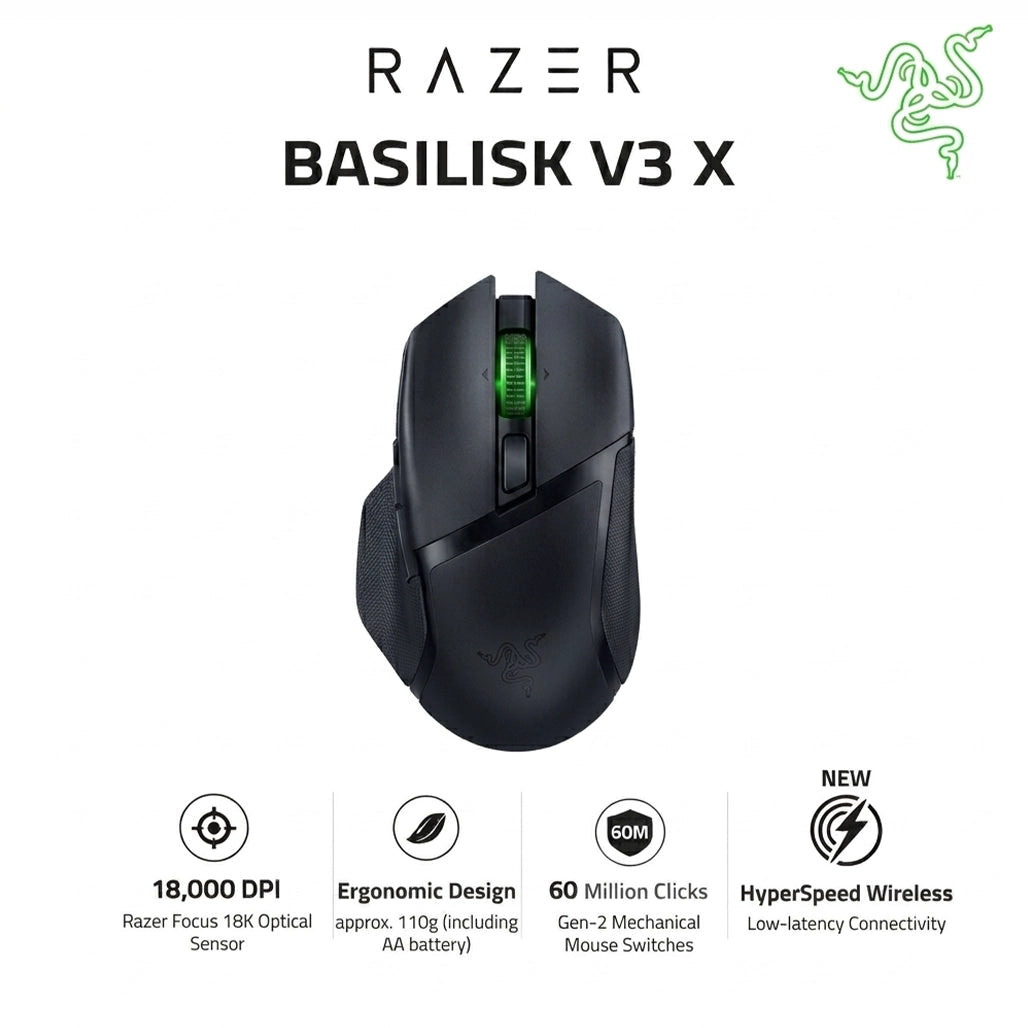 Razer Basilisk V3 X Hyperspeed Wireless Mouse Rz01-04870100-R3G1