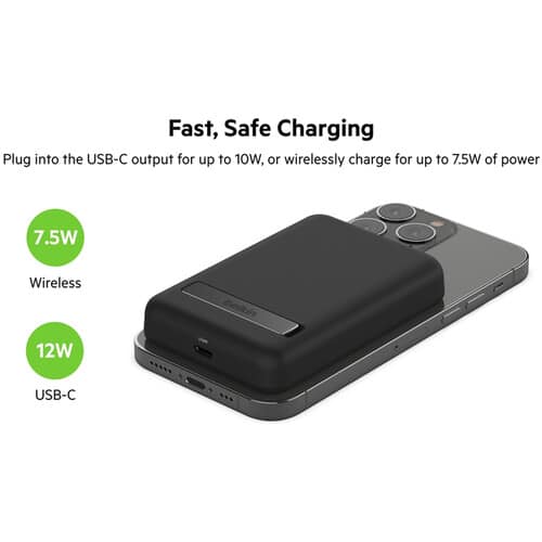 Belkin BoostCharge Magnetic Wireless Power Bank with Stand (5,000mAh, Black/White)