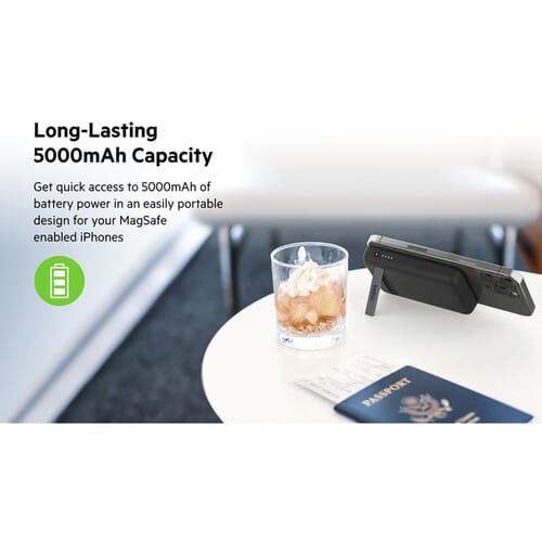 Belkin BoostCharge Magnetic Wireless Power Bank with Stand (5,000mAh, Black/White)
