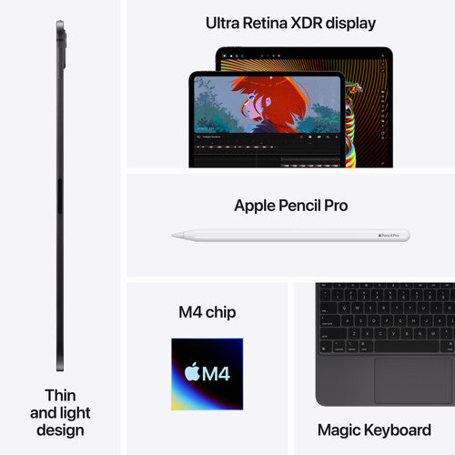 Apple iPad Pro M4 Chip 11" (Standard Glass, 256GB, Wi-Fi Only, Space Black)