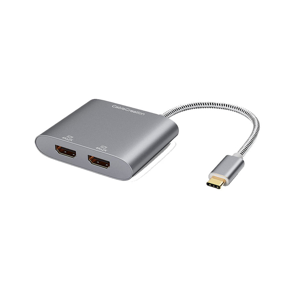 CableCreatoin USB Type-C Male To 2 Port HDMI 4K