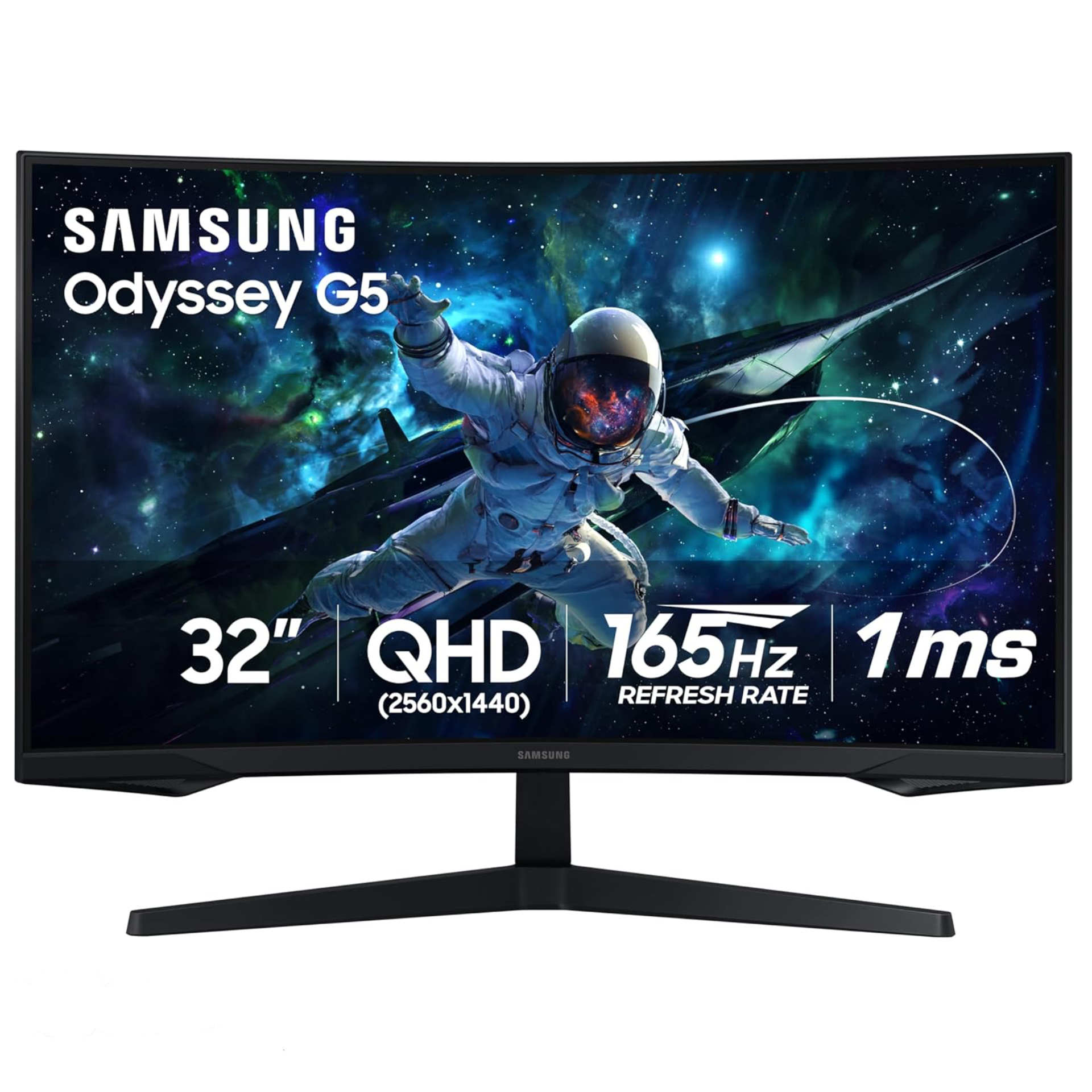 شاشة ألعاب سامسونج Odyssey G55C Series QHD 1000R منحنية مقاس 32 بوصة، زمن استجابة 1 مللي ثانية (MPRT) AMD Radeon FreeSync LS32CG550ENXZA 