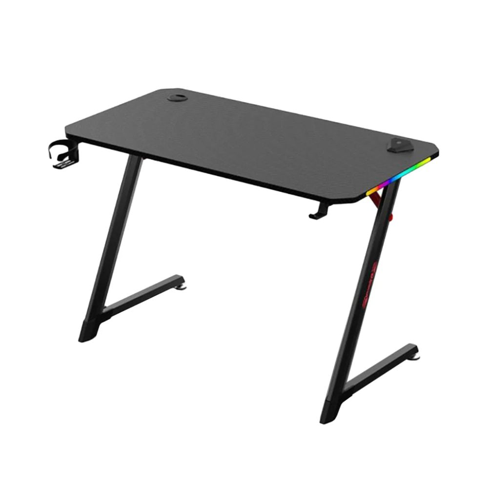 Dhybrid GD514 Premium Quality & stable design Gaming Desk with RGB LED Lighting, Carbon Fiber Texture, Cup and Headset Holder