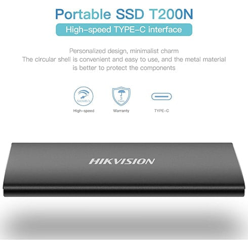 HIKVISION 512GB Ultra Slim External Portable SSD T200N USB 3.1 Gen 2, up to 540M/s(Aluminum Alloy)