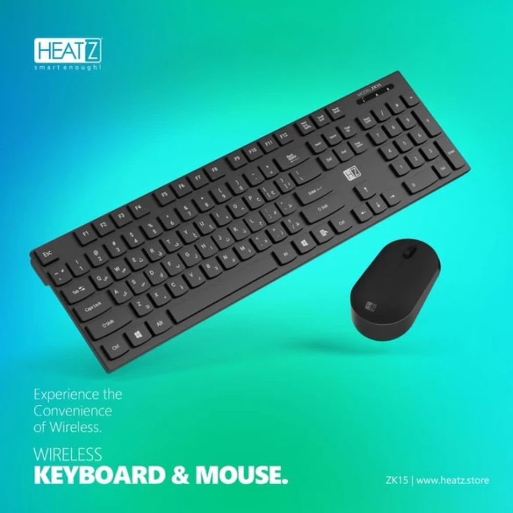 HEATZ Wireless Keyboard and Mouse Black