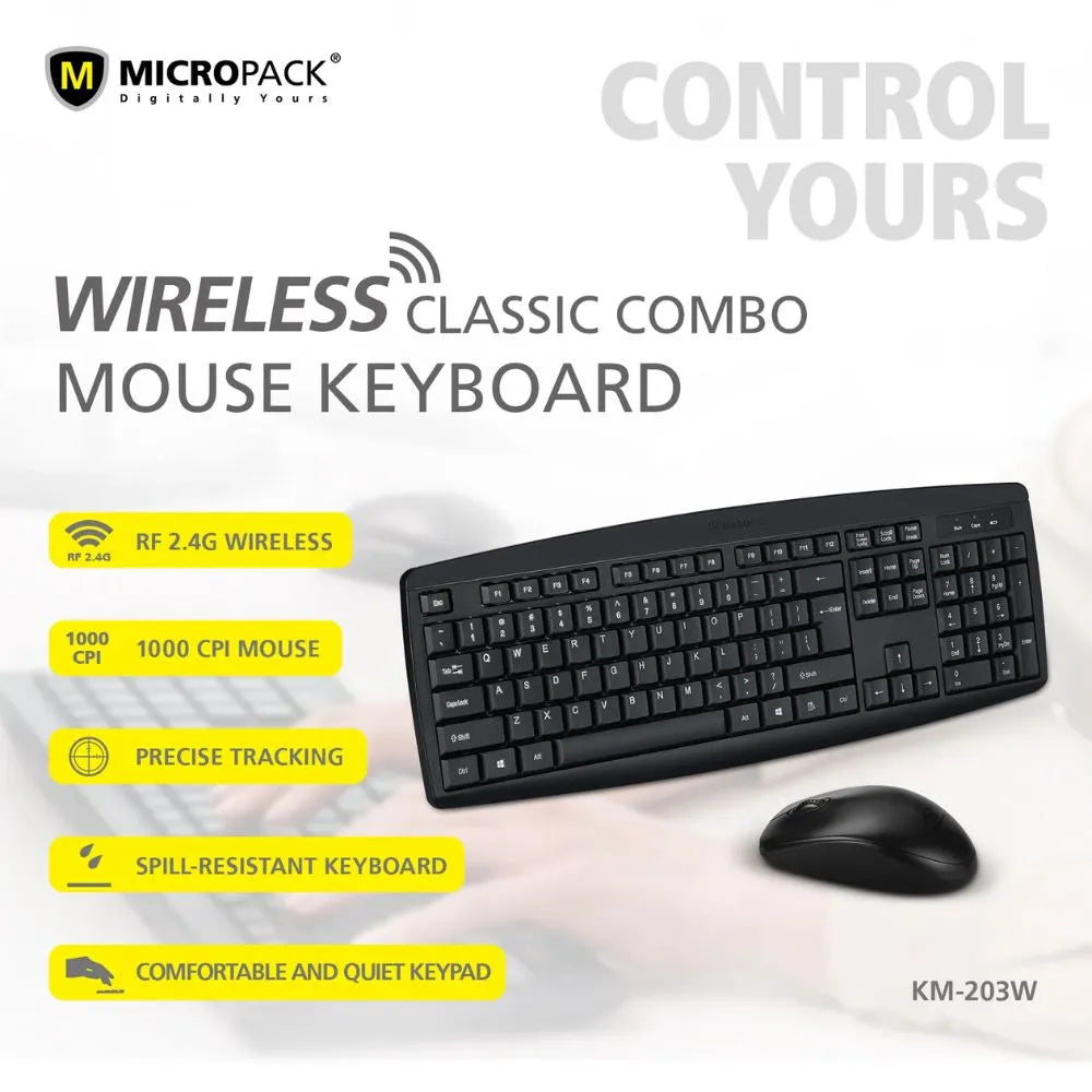 Micropack KM-203W Wireless Keyboard and Mouse Combo