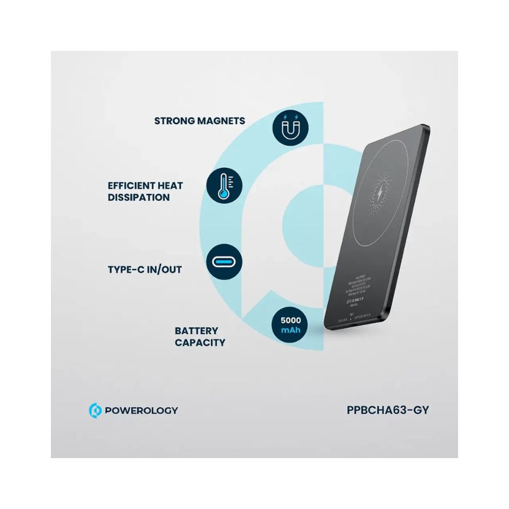 Powerology Ultra-Thin 5000mAh MagSafe Power Bank