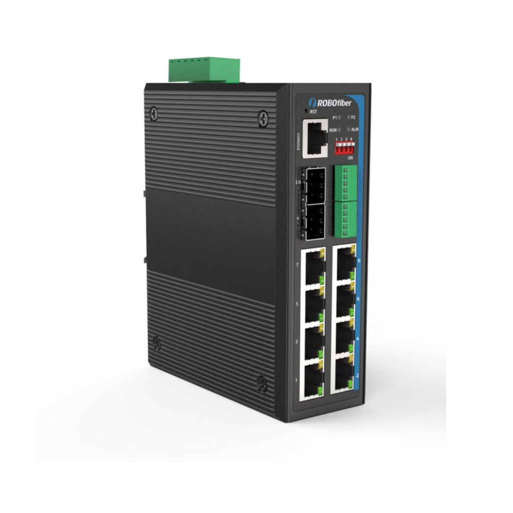 RoboFiber HGW-802SW Industrial Gigabit Fiber Switch 8x RJ45 +2x SFP ports