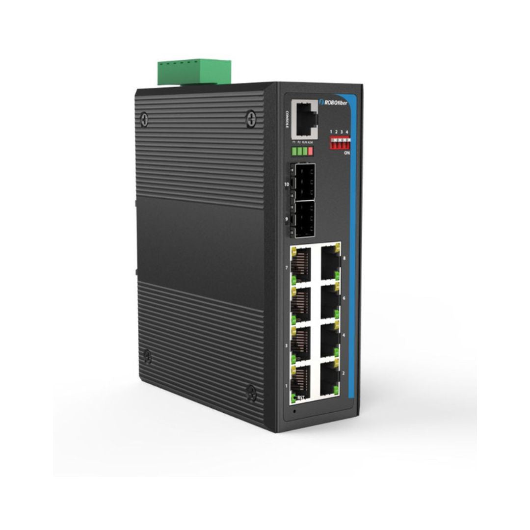 RoboFiber HGW-802SW Industrial Gigabit Fiber Switch 8x RJ45 +2x SFP ports
