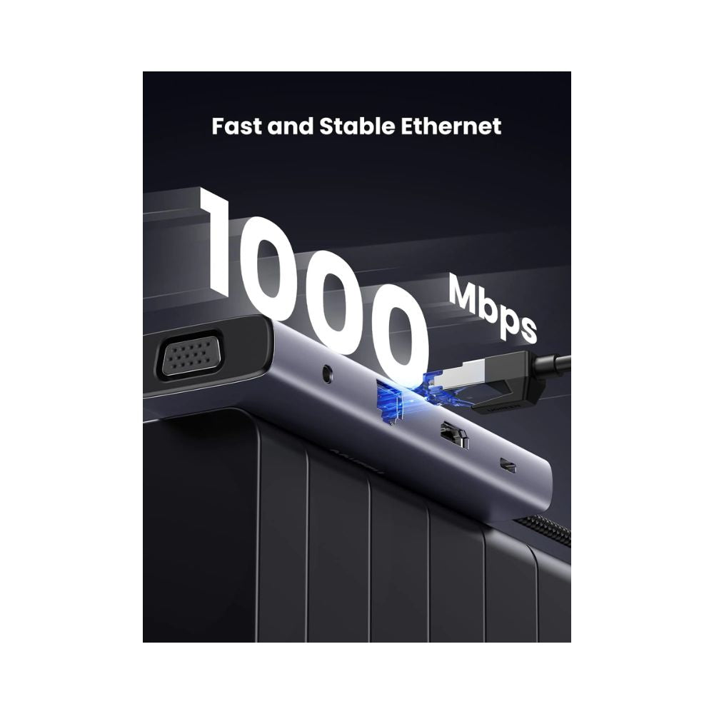 UGREEN USB C Hub 10-in-1 USB-C Dongle with 4K HDMI & VGA Dual Monitor