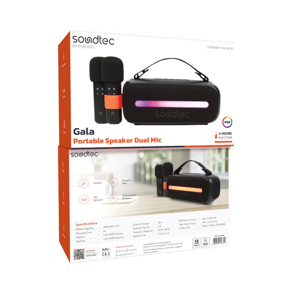 Porodo Soundtec 24W Speaker with 2 Mics, Price In
