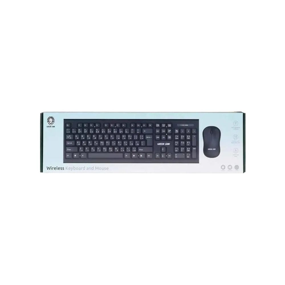 Green Lion GKM-200 Wireless Combo Keyboard and Mouse - Black