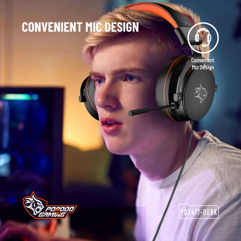 Porodo Gaming PC RGB ENC Gaming Headphones - Black | PDX417-OGBK