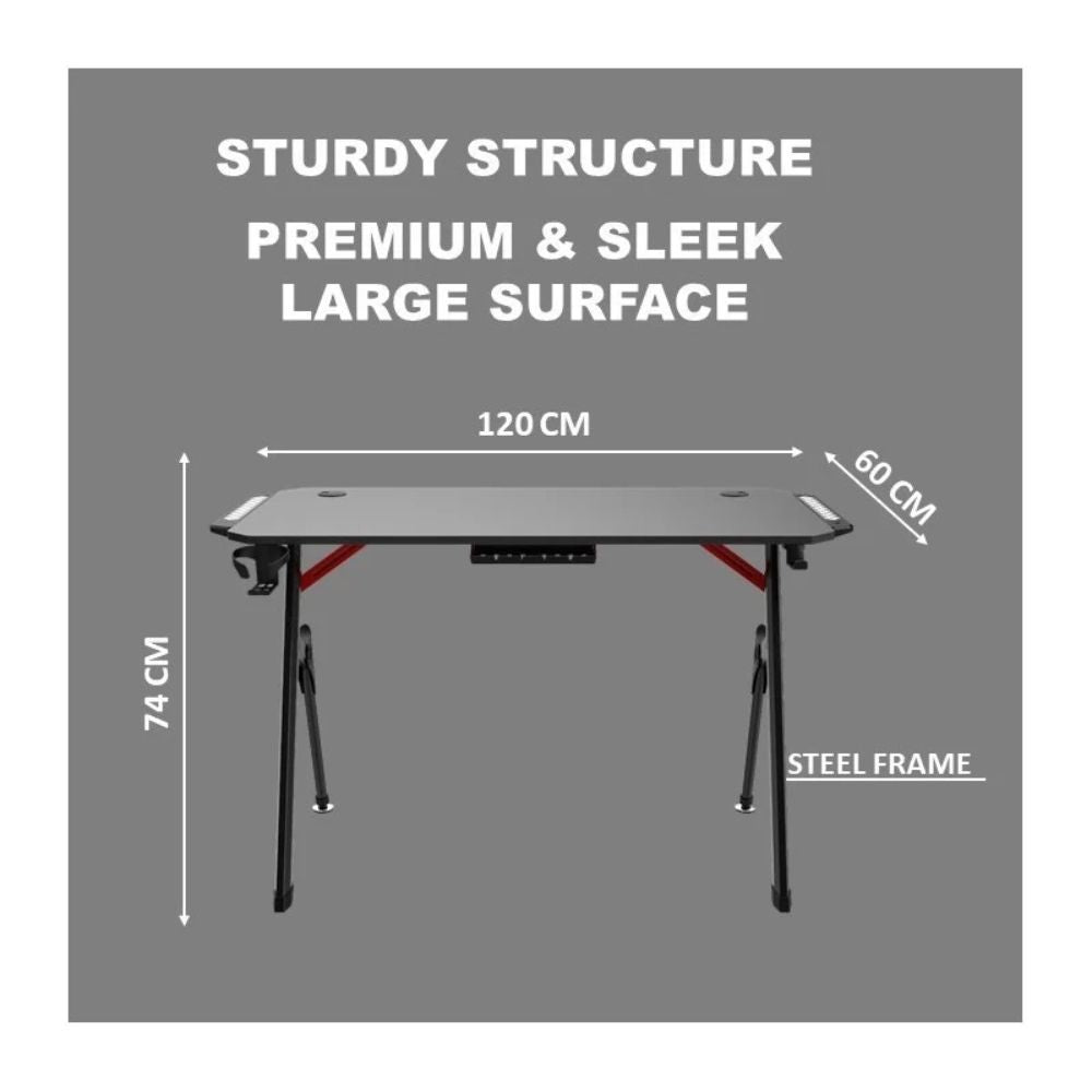 Gaming Desk Dhybrid Gd514 120Cm RGB With LED Lights, Headset Holder & Cup