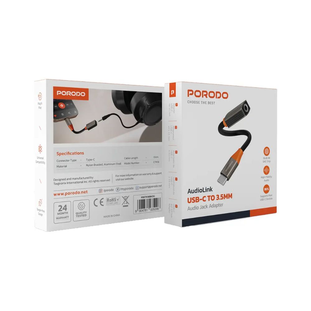 Porodo AudioLink USB-C to 3.5 mm Audio Jack Adapter