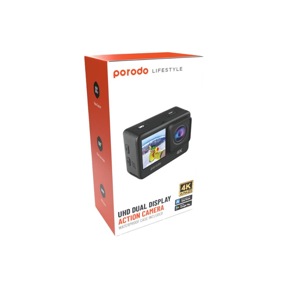 Porodo Lifestyle Waterproof 4K Action Camera 900mAh