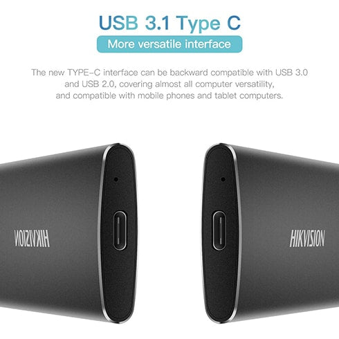 HIKVISION 512GB Ultra Slim External Portable SSD T200N USB 3.1 Gen 2, up to 540M/s(Aluminum Alloy)