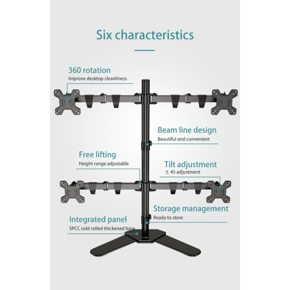 Kaloc DW240T Adjustable 4 Monitor Arm, for Screens 17 to 27 Inches