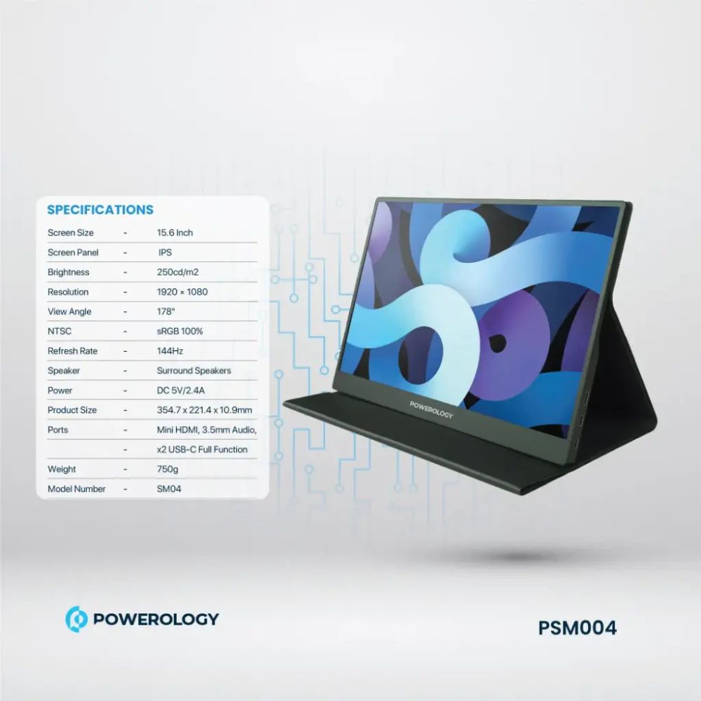 Powerology Ultra-Slim Portable Monitor 144Hz - 15.6"