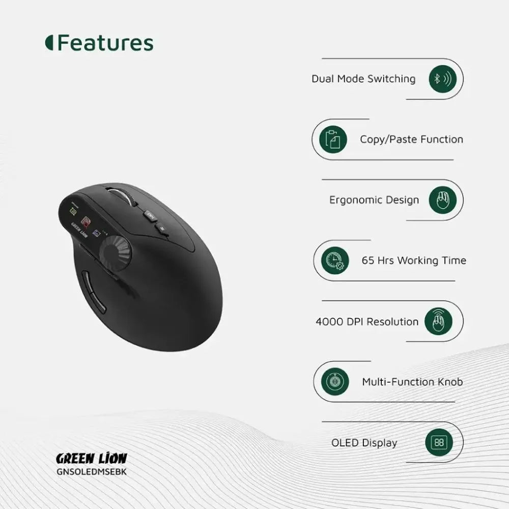 Green Lion Smart OLED Vertical Mouse