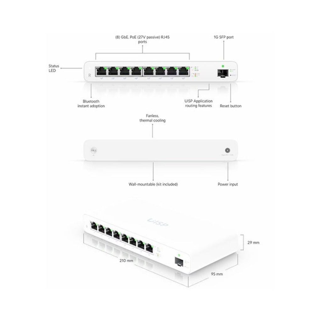 Ubiquity UISP-R Eight-Port Gigabit PoE Router