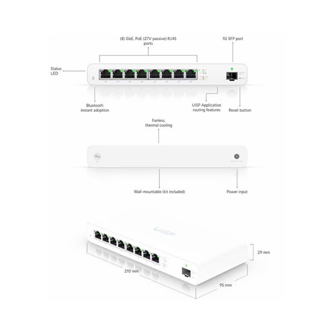 Ubiquity UISP-R Eight-Port Gigabit PoE Router