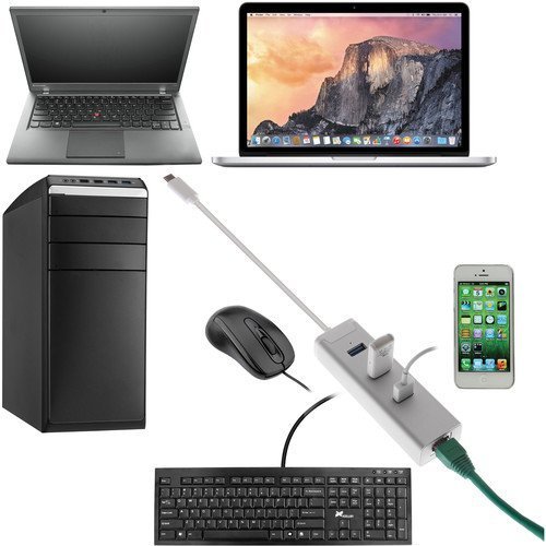 3-Port USB 3.0 Type-C Hub with Gigabit Ethernet Port