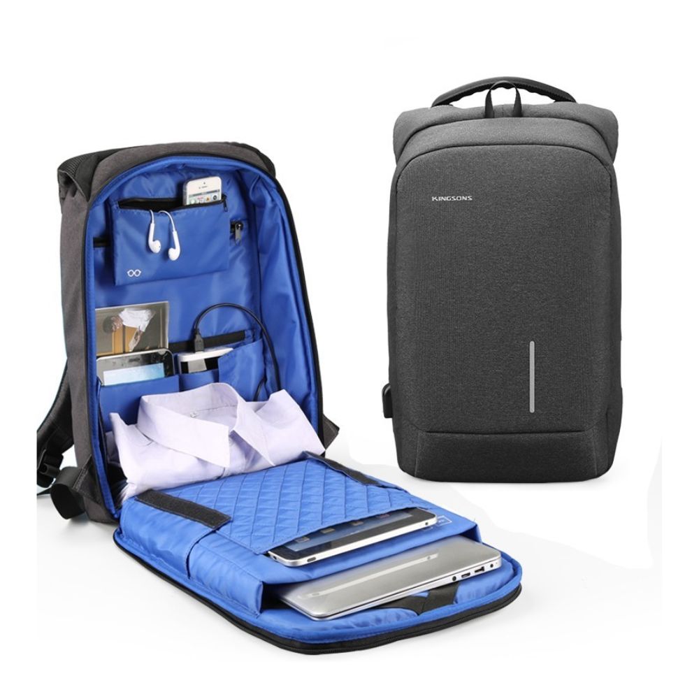 Kingsons Backpack with Lock Password KS3149W, Dark Gray, Water-resistant, Light Weight
