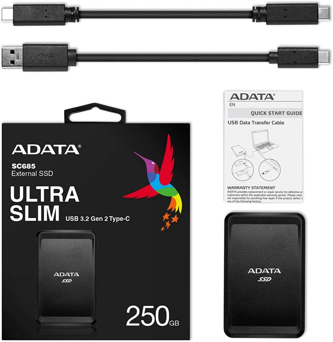 ADATA Entry SC685 Series: 1TB Black External SSD USB 3.2 Gen 2 Type-C