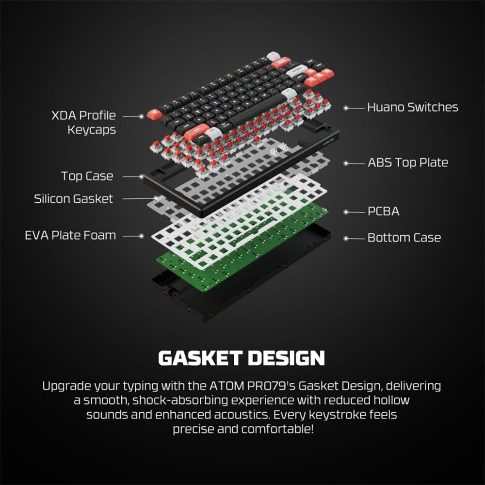 Fantech MK917 ATOM PRO79, 3 Modes: Bluetooth, Wirele  & Wired, Built-in Battery, Mechanical Gaming Keyboard (Blue Switch)