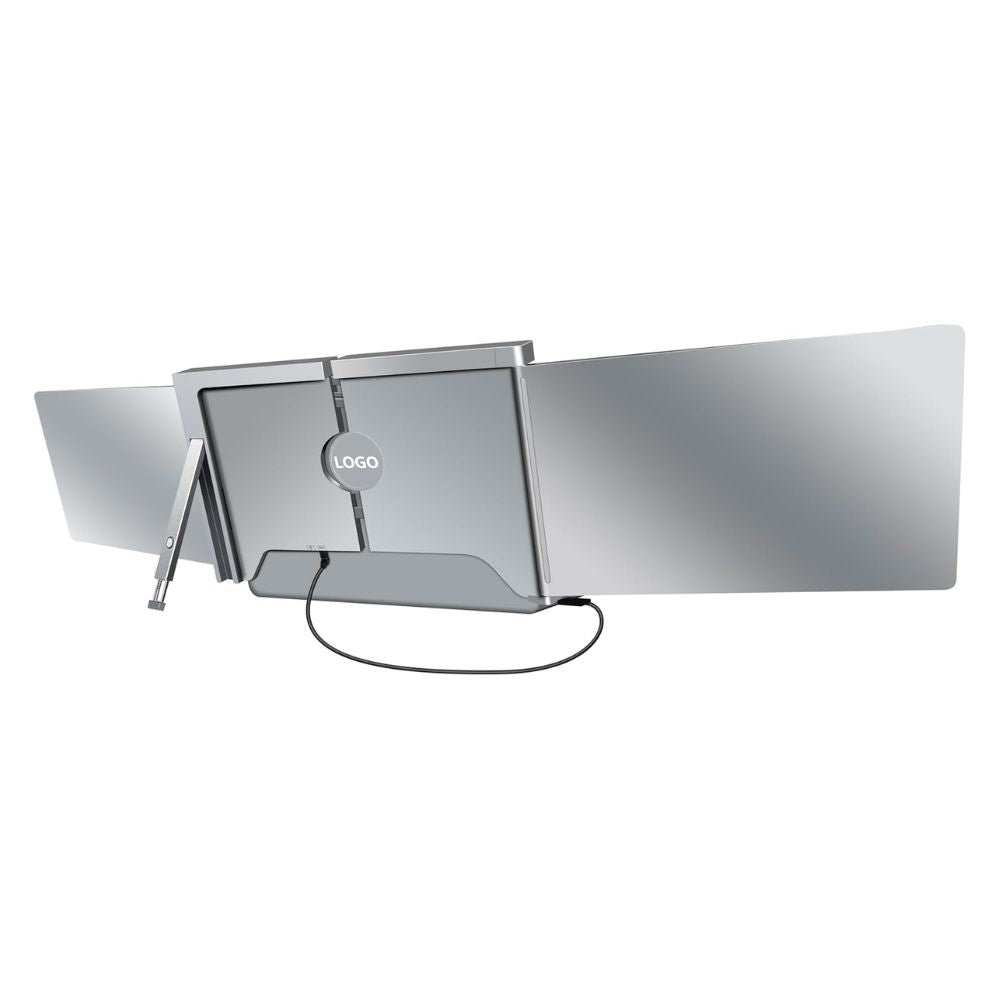 Powerology 13.3" Dual Screen Portable Monitor - Silver - PDSLM13