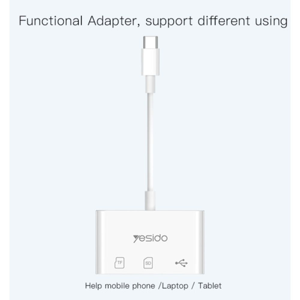Yesido GS16 High Quality Type-C To USB 3.0 TF SD Card Slot & PD Quick Charge OTG Adapter