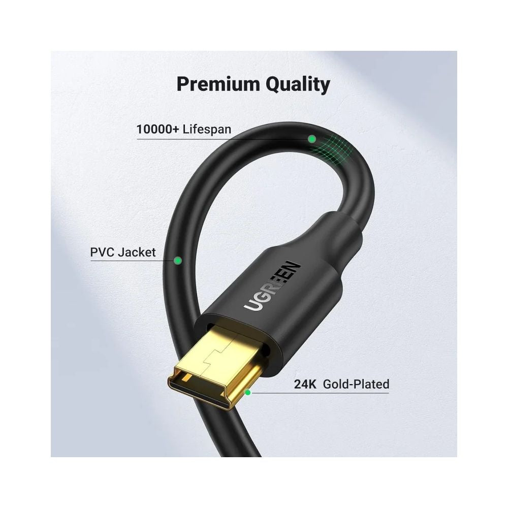 UGREEN High Speed USB-C Male to Mini USB 5-Pin Male Cable: 480Mbps Data Transfer & 2A Charging Power - US242 50445