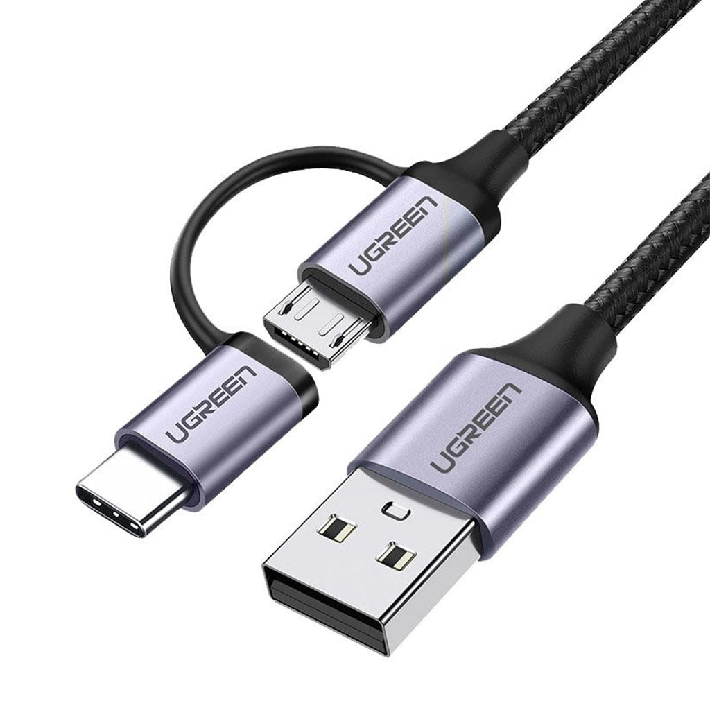 Ugreen USB To Micro USB + USB-C Fast Charge Cable