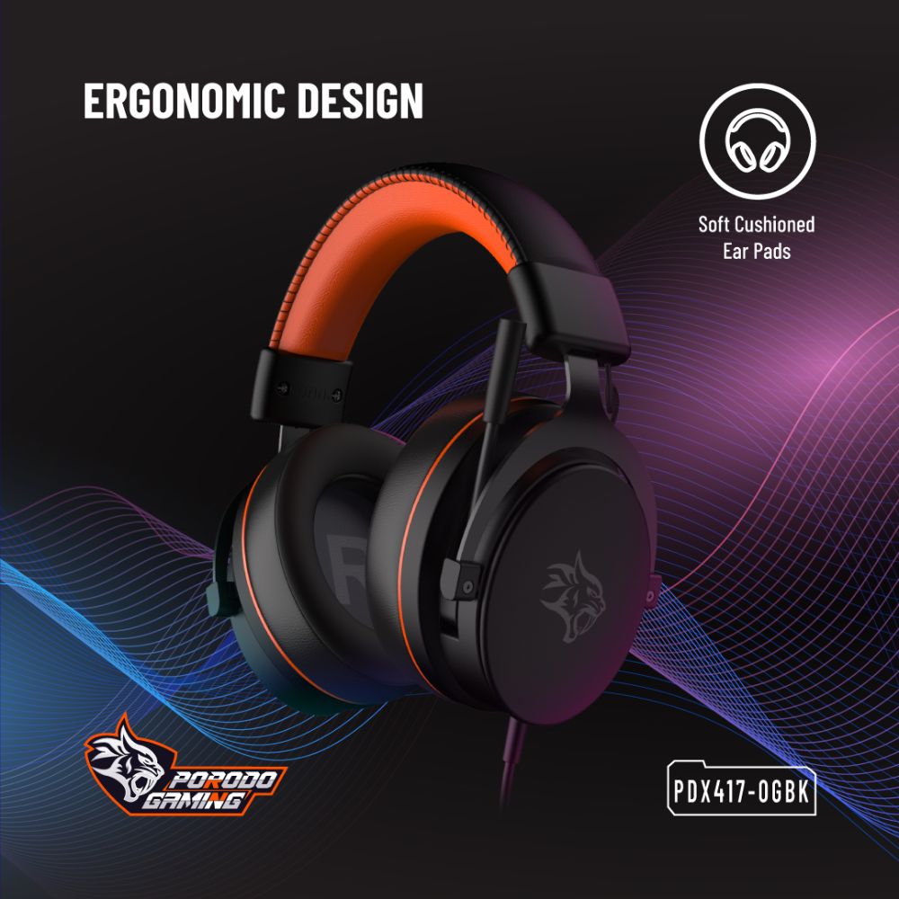 Porodo Gaming PC RGB ENC Gaming Headphones - Black | PDX417-OGBK